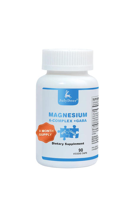 JulyDeer シックスフォールド マグネシウム コンプレックス | 筋肉、神経、エネルギー、GABA睡眠サポートのためのグリシン酸マグネシウム、リンゴ酸マグネシウム、クエン酸マグネシウム、タウリンマグネシウム、酸化物マグネシウム、L-トレオン酸マグネシウム350mg | 高吸収 | ビーガン | 90カプセル