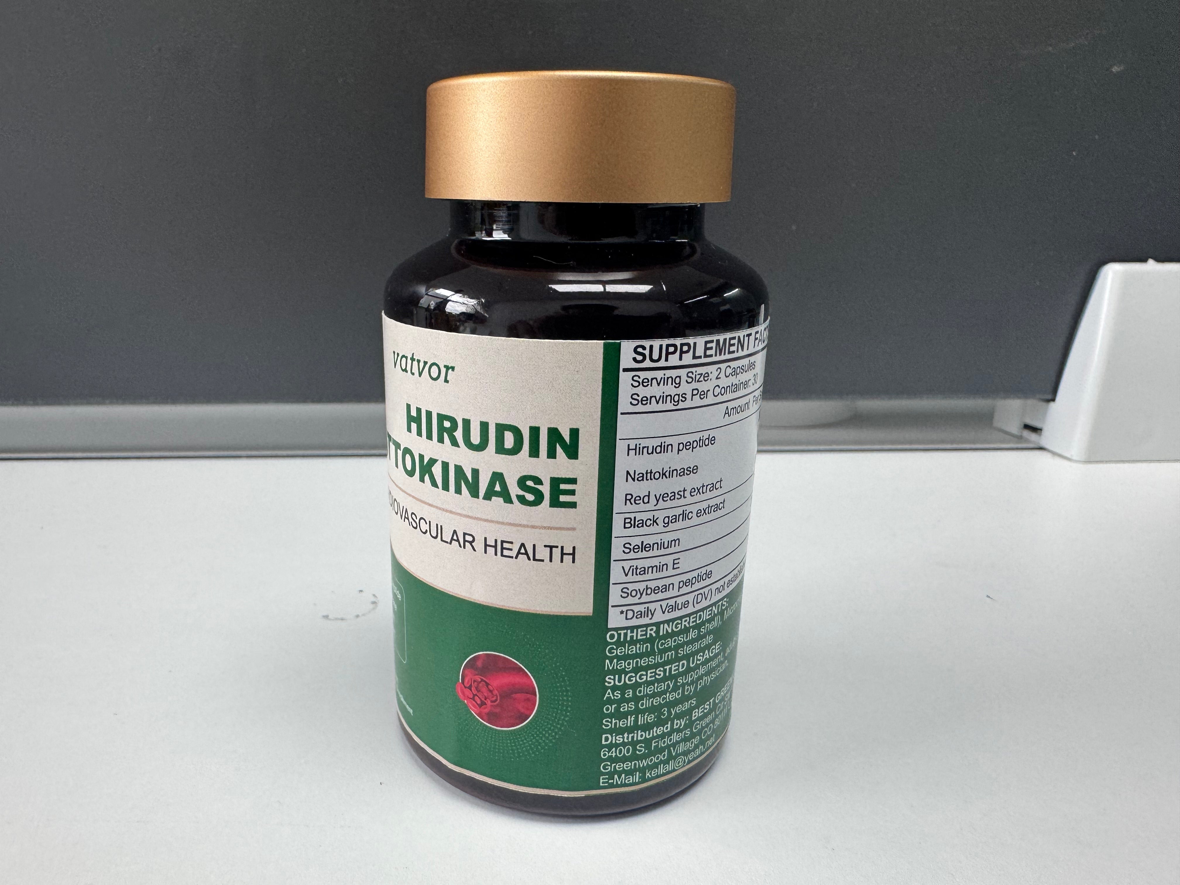 Hirudin Peptide Nattokinase Capsules with Red Yeast Extract, Black Garlic Extract, Selenium, Vitamin E, Soybean Peptide Support for Cardiovascular, Blood Circulation, Boosts Immunity | 60 Capsules