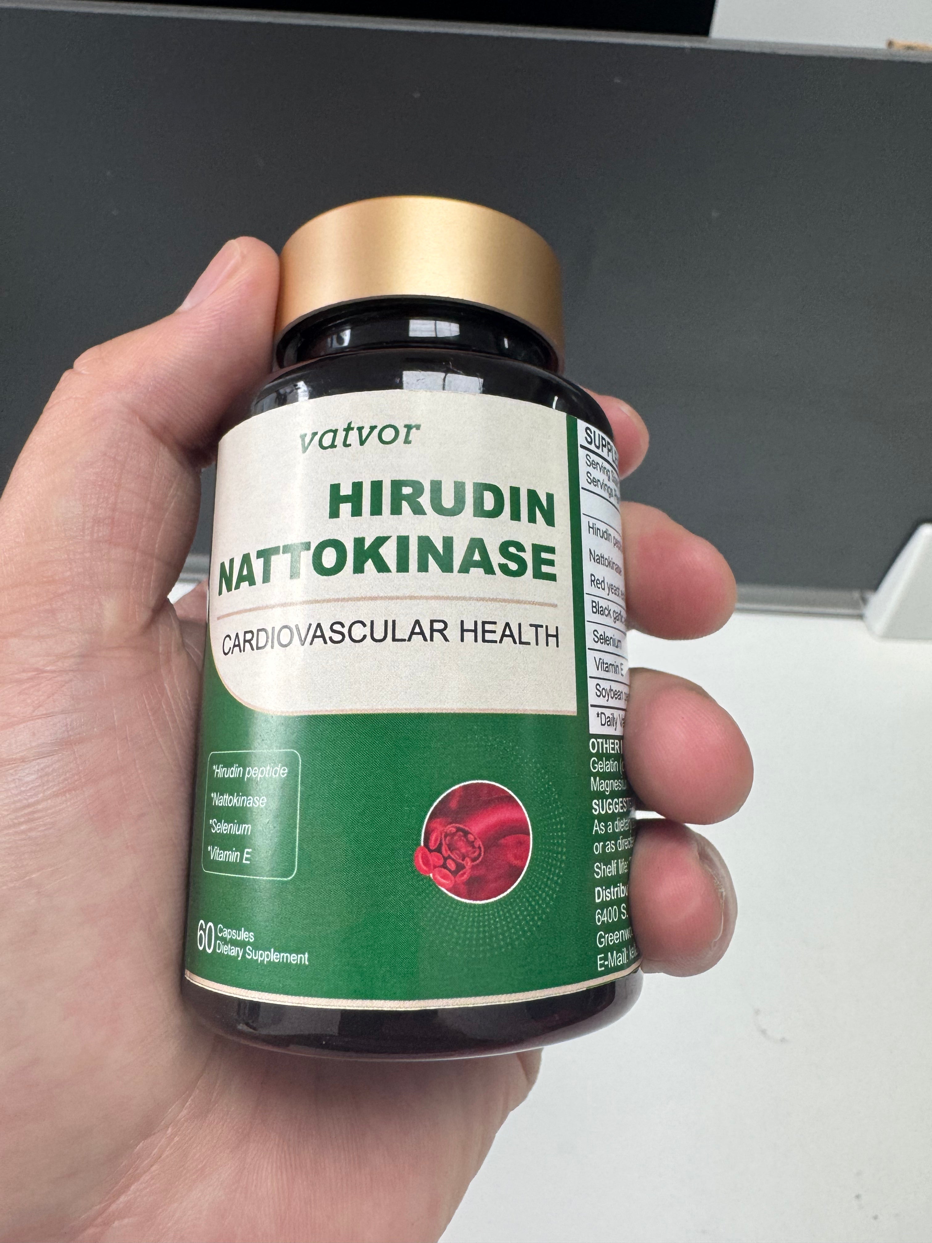 Hirudin Peptide Nattokinase Capsules with Red Yeast Extract, Black Garlic Extract, Selenium, Vitamin E, Soybean Peptide Support for Cardiovascular, Blood Circulation, Boosts Immunity | 60 Capsules
