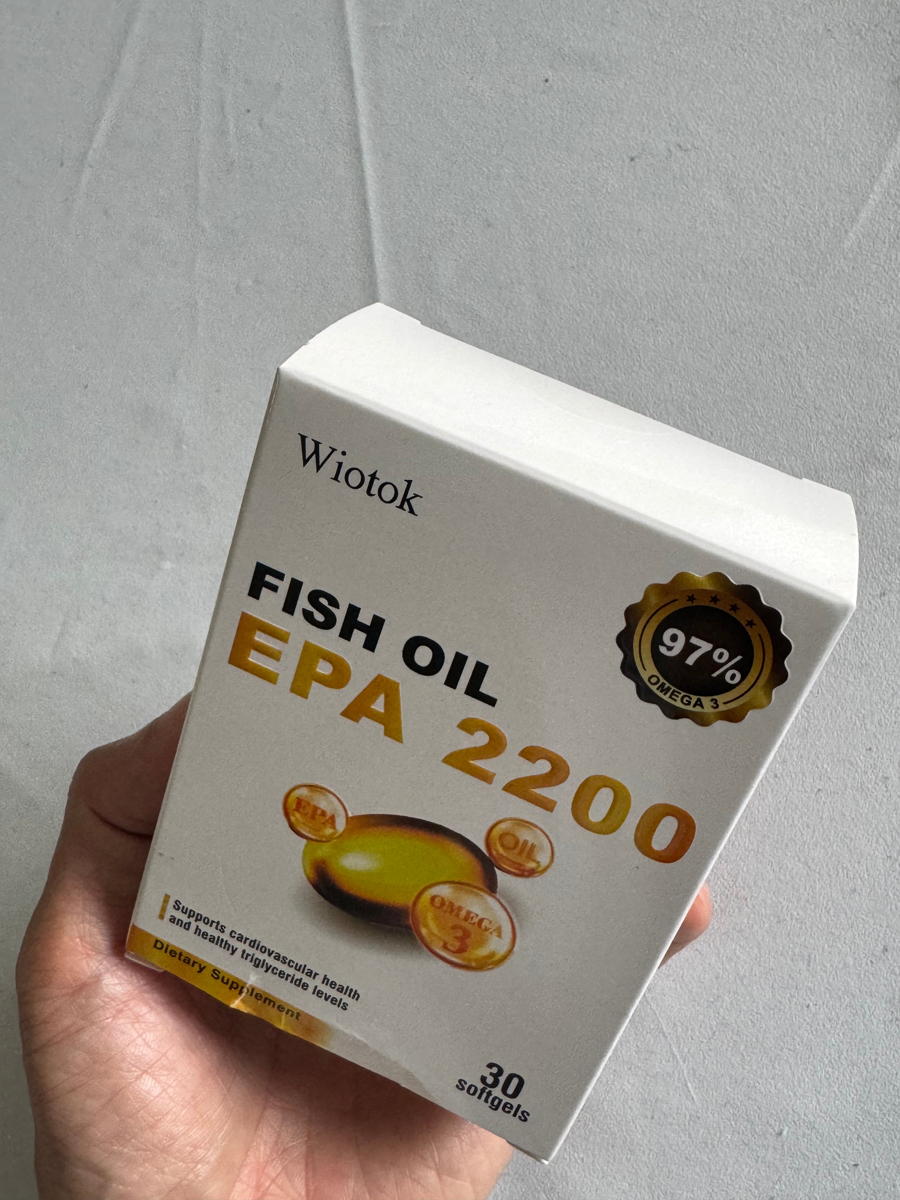Wiotok EPA 2200 Fish Oil Supplement, 97% High-Purity Omega 3, Supports Cardiovascular Health & Triglyceride Levels, 30 Softgels