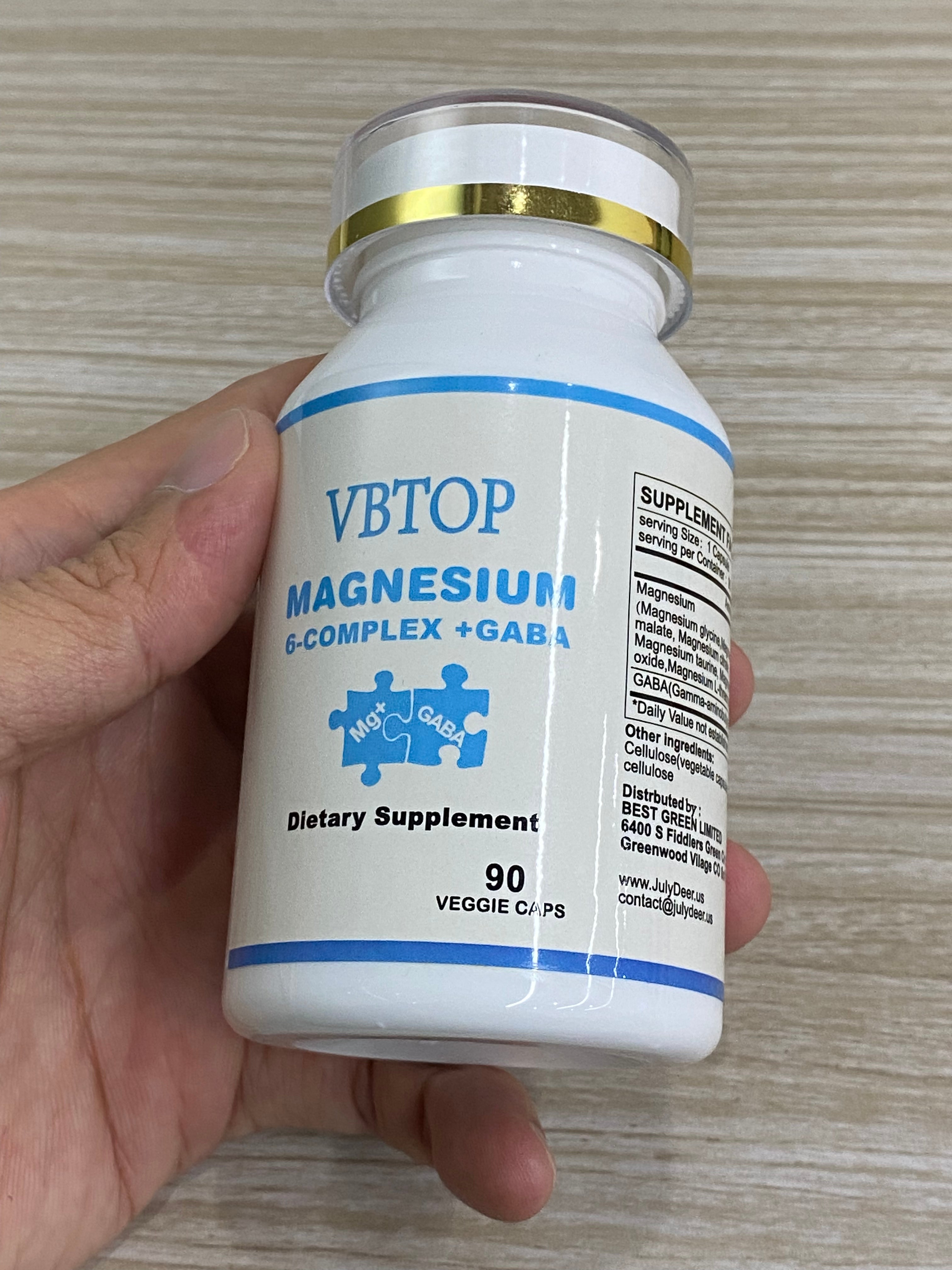 VBTOP マグネシウム6複合体 350mg、マグネシウムミネラルサプリメント 90カプセル