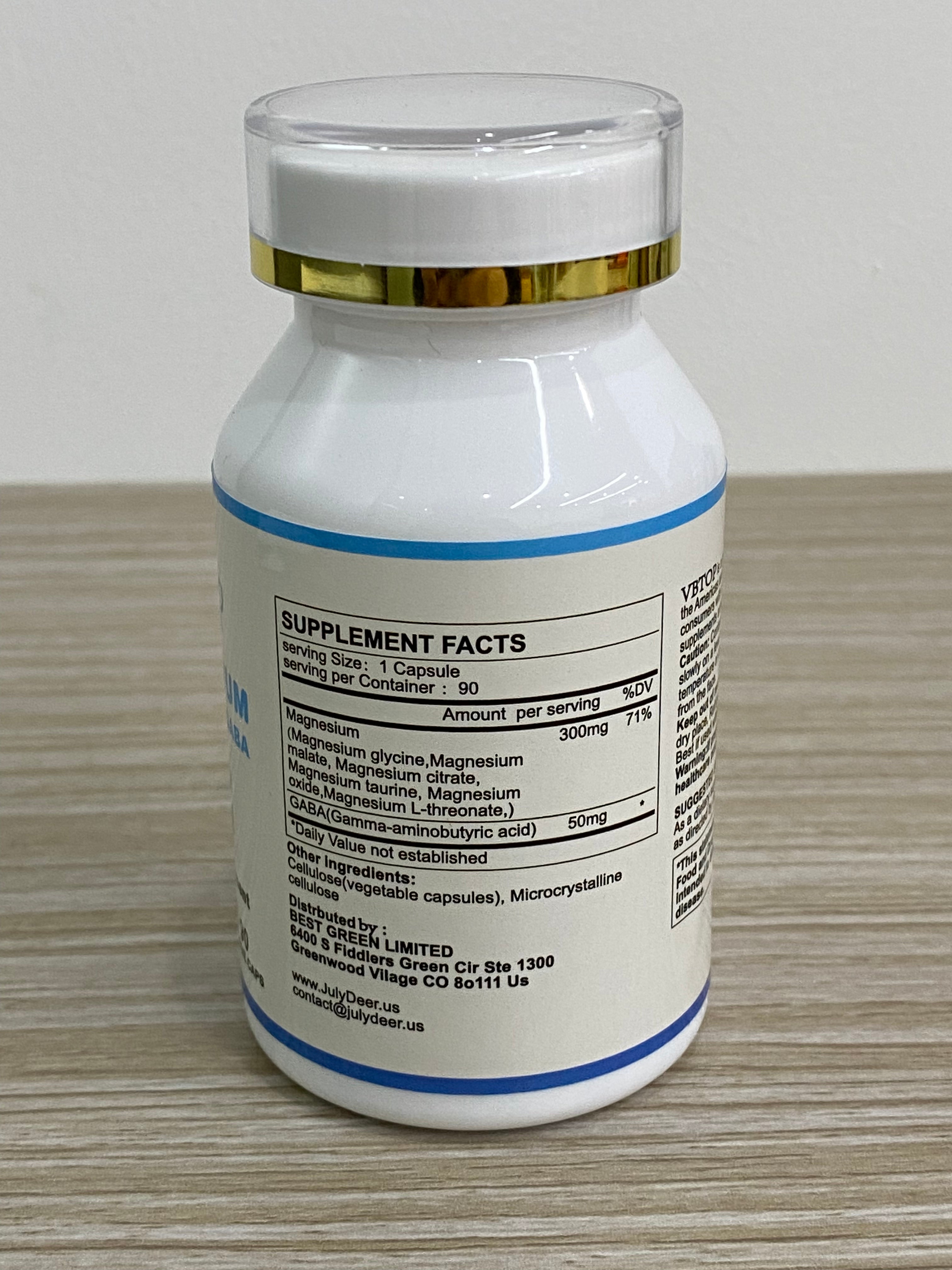 VBTOP マグネシウム6複合体 350mg、マグネシウムミネラルサプリメント 90カプセル