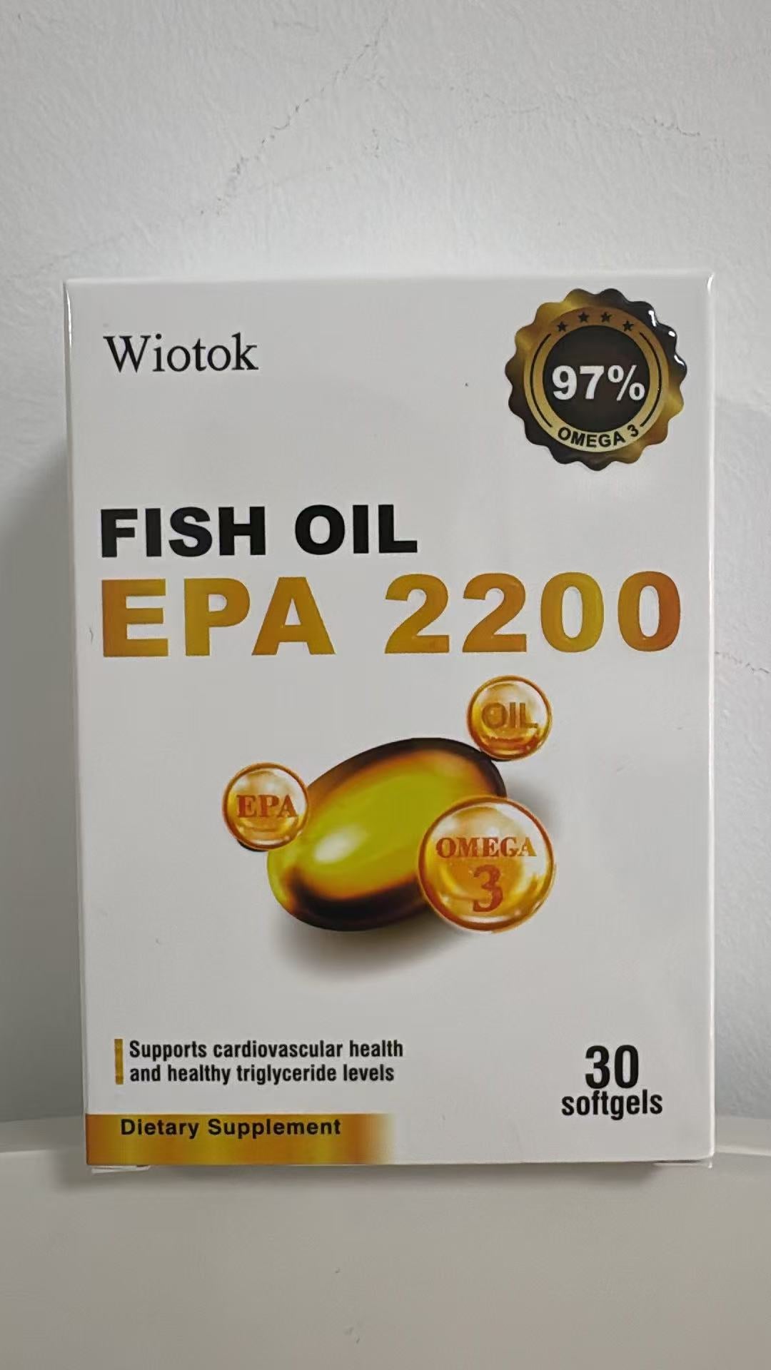 Wiotok EPA 2200 Fish Oil Supplement, 97% High-Purity Omega 3, Supports Cardiovascular Health & Triglyceride Levels, 30 Softgels