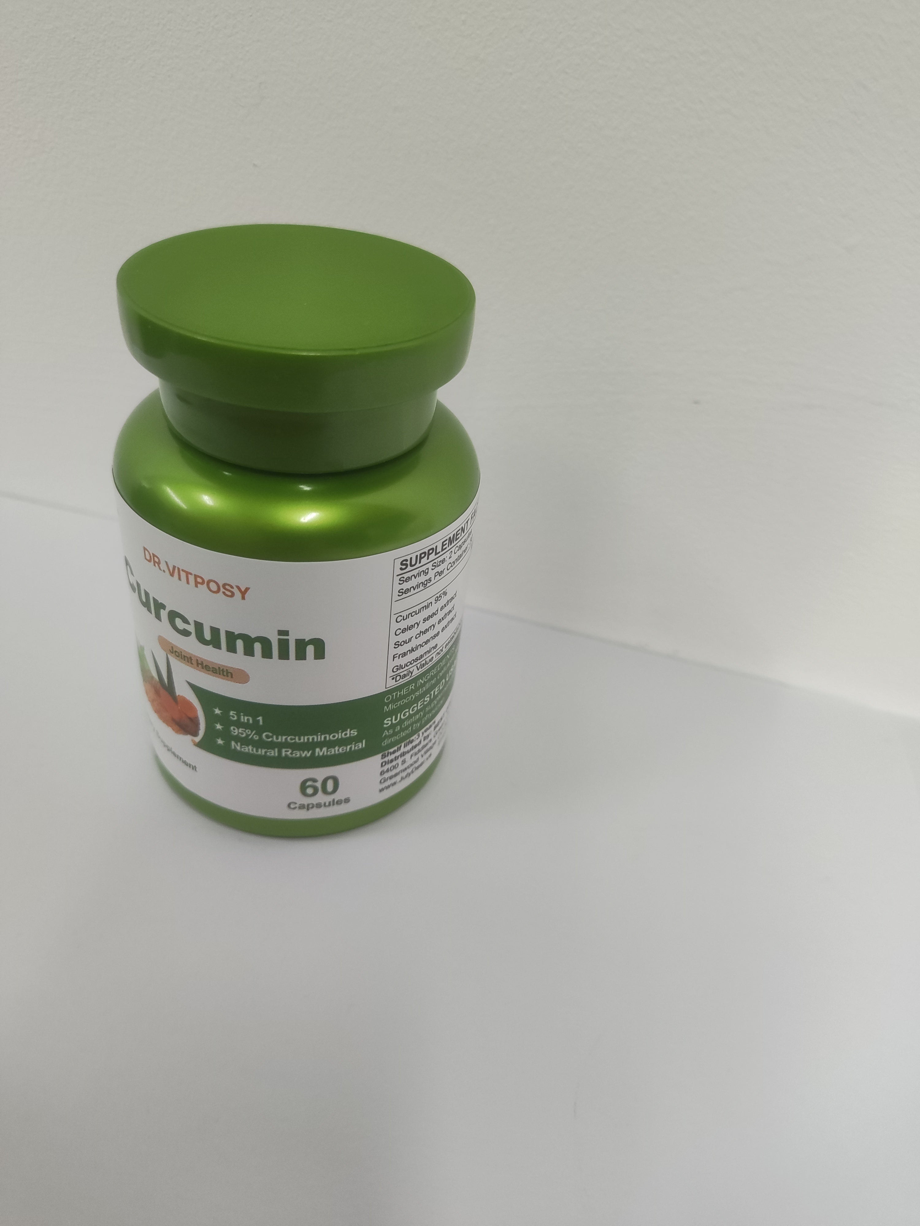 DR.VITPOSY Curcumin Turmeric Complex 95% Curcuminoids, Dietary and nutritional supplements for Joint Health, Antioxidant, Immunity Support - 60 Capsules
