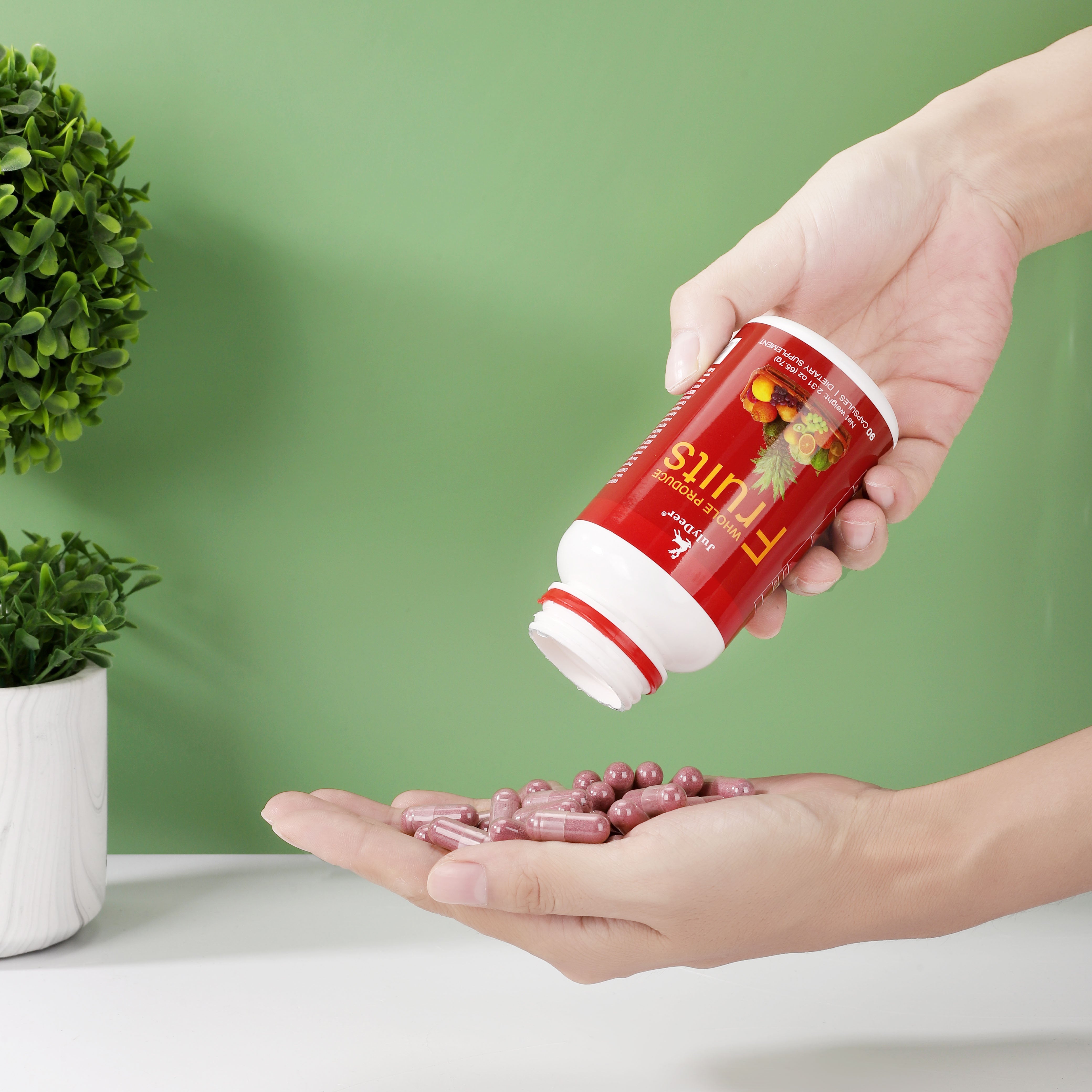 JulyDeer Fruit Supplement – 90 Total Vegetarian Capsules | Balance of Natural 16 Whole Fruits Blend | Fresh Superfood Formula with Vitamins and Minerals