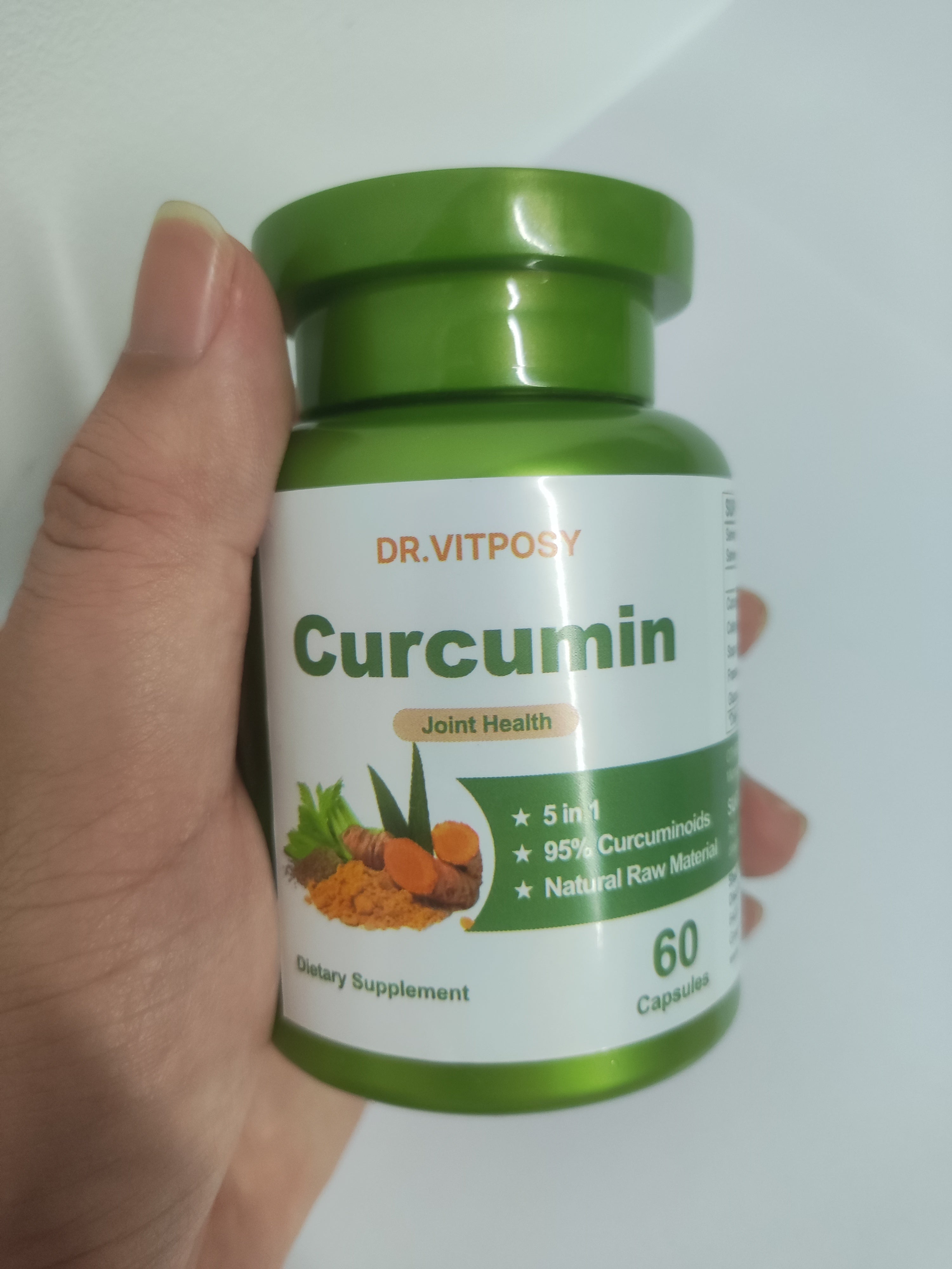 DR.VITPOSY Curcumin Turmeric Complex 95% Curcuminoids, Dietary and nutritional supplements for Joint Health, Antioxidant, Immunity Support - 60 Capsules