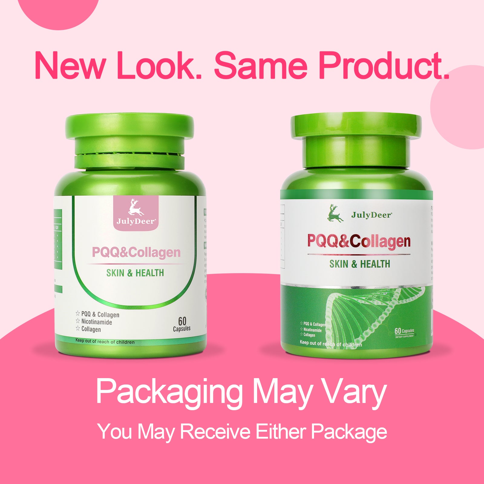 JulyDeer PQQ Collagen (660mg & 5 in 1 ) Reduce Wrinkles, Support Hair, Skin - Hydrolyzed Collagen for Women and Men, Collagen Peptides 60 Capsules, Energy Optimizer and Sleep Support