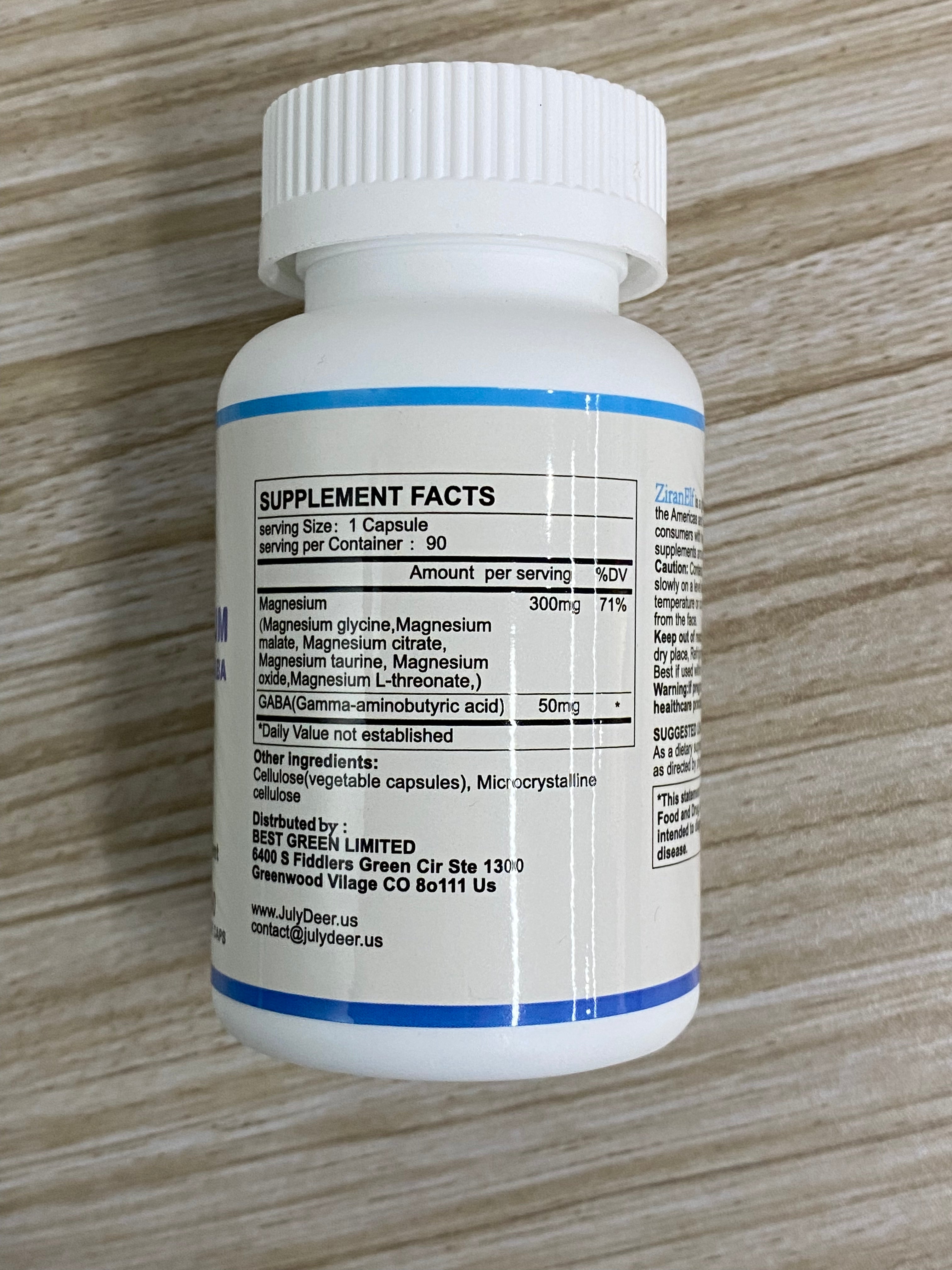 ZiranElf マグネシウムコンプレックス 350mg 筋肉、神経、エネルギー、GABA 睡眠サポート