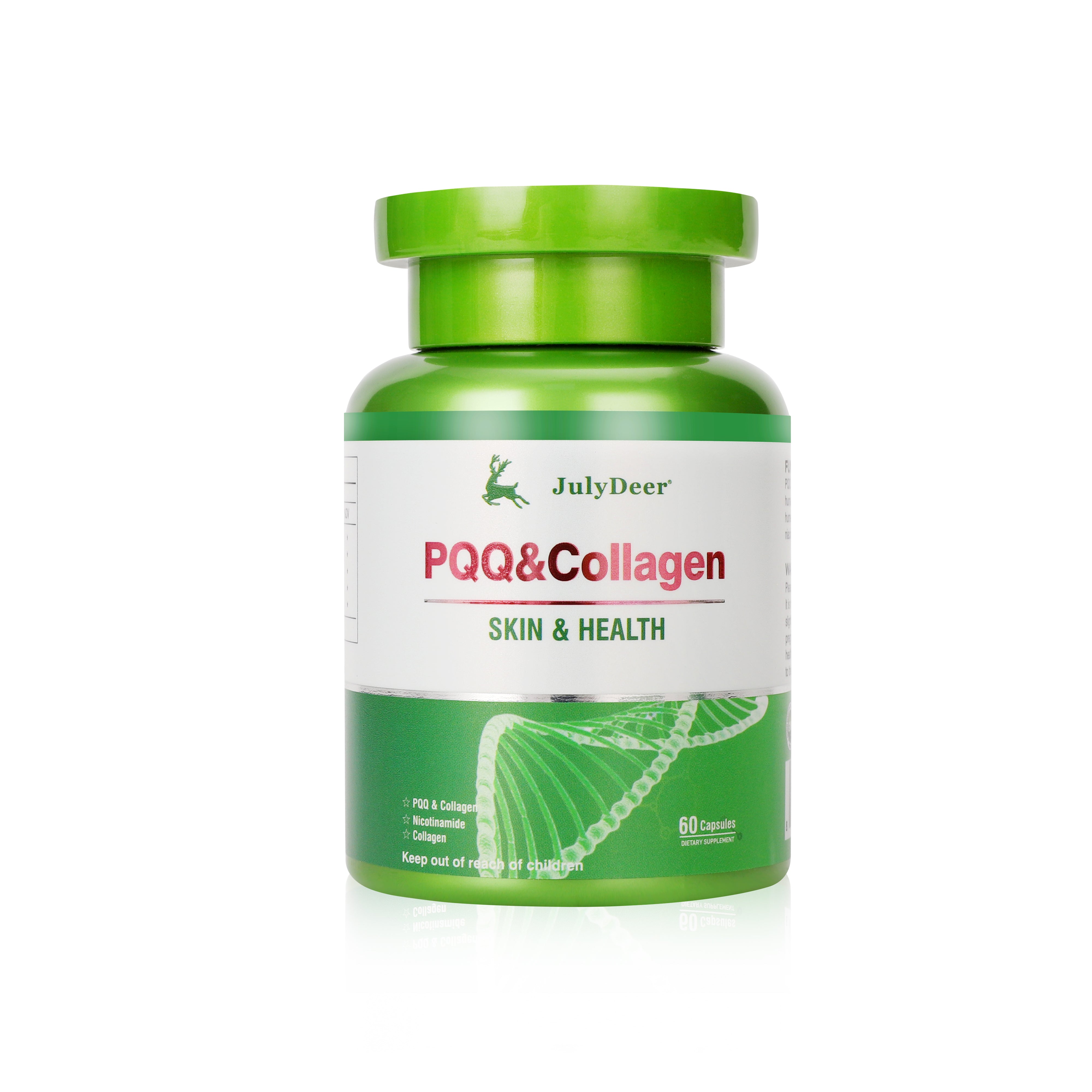 JulyDeer PQQ Collagen (660mg & 5 in 1 ) Reduce Wrinkles, Support Hair, Skin - Hydrolyzed Collagen for Women and Men, Collagen Peptides 60 Capsules, Energy Optimizer and Sleep Support