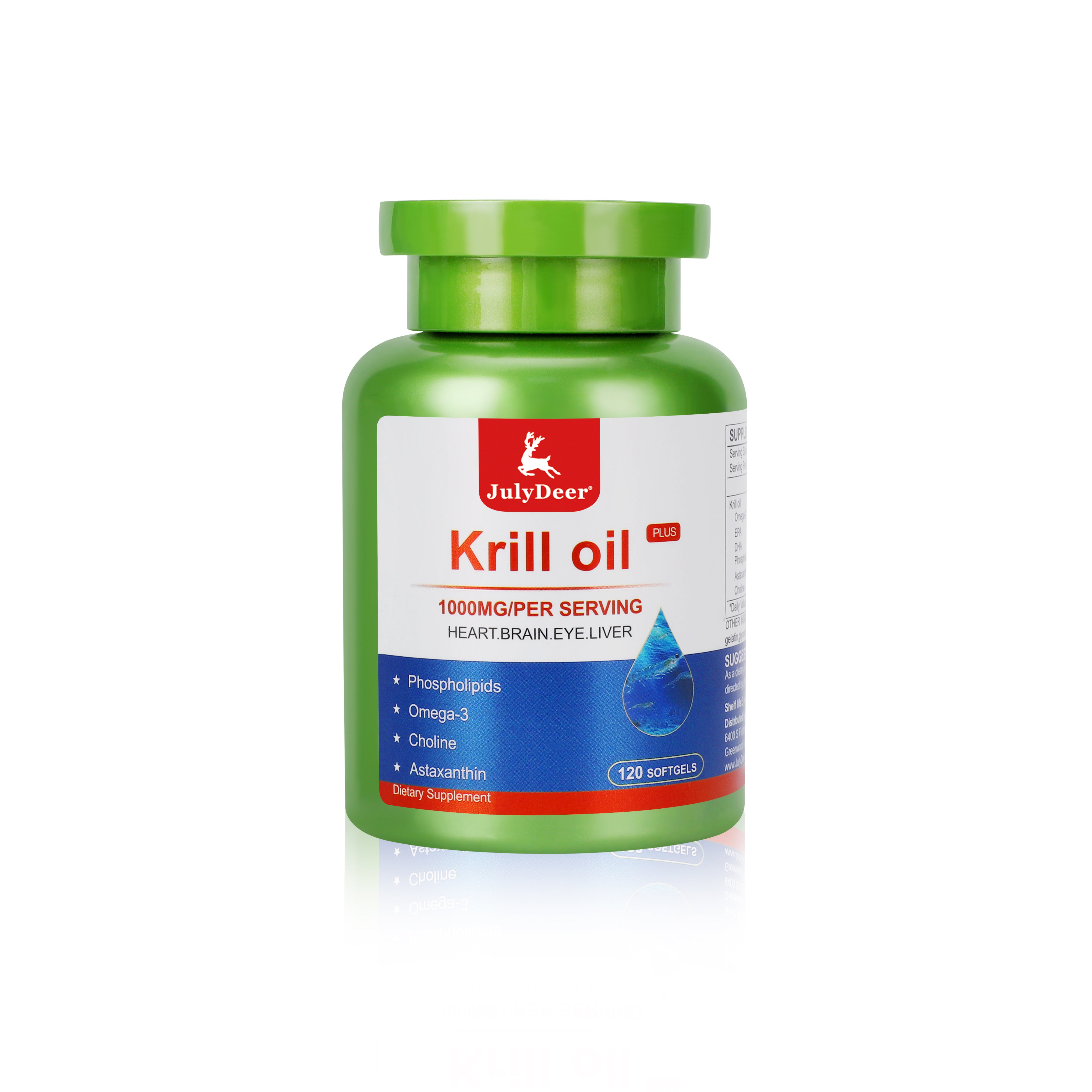 オメガ3、EPA、DHA、アスタキサンチン、リン脂質配合のクリルオイル1000mg、ソフトジェル120粒入りサプリメント、南極オキアミ配合。魚臭さがなく、関節、心臓、脳、免疫力に優れています。