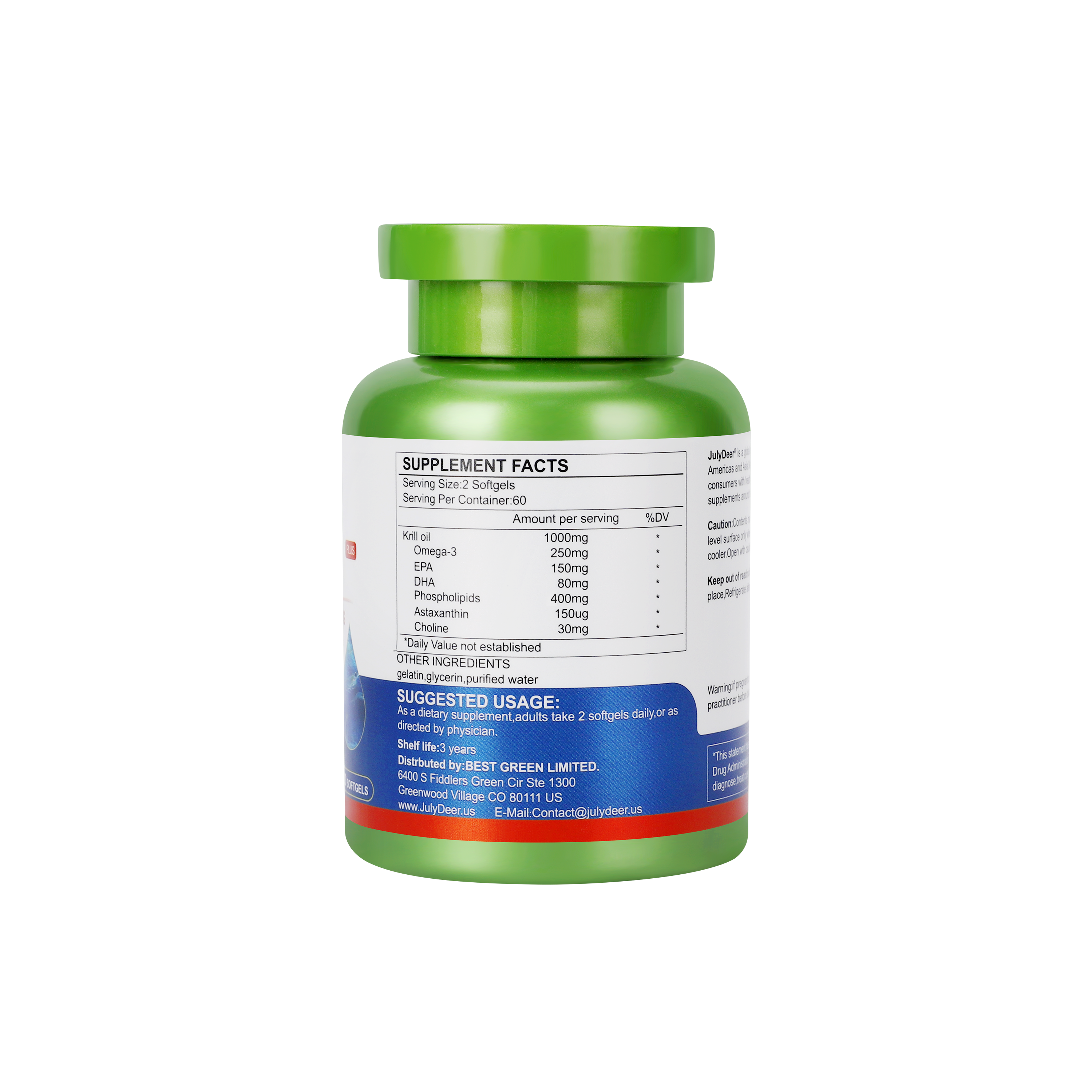 Krill Oil 1000 mg with Omega-3s EPA, DHA, Astaxanthin and Phospholipids 120 Softgels Supplement, Antarctic Krill No Fishy Aftertaste for Joint, Heart, Brain and Immunity