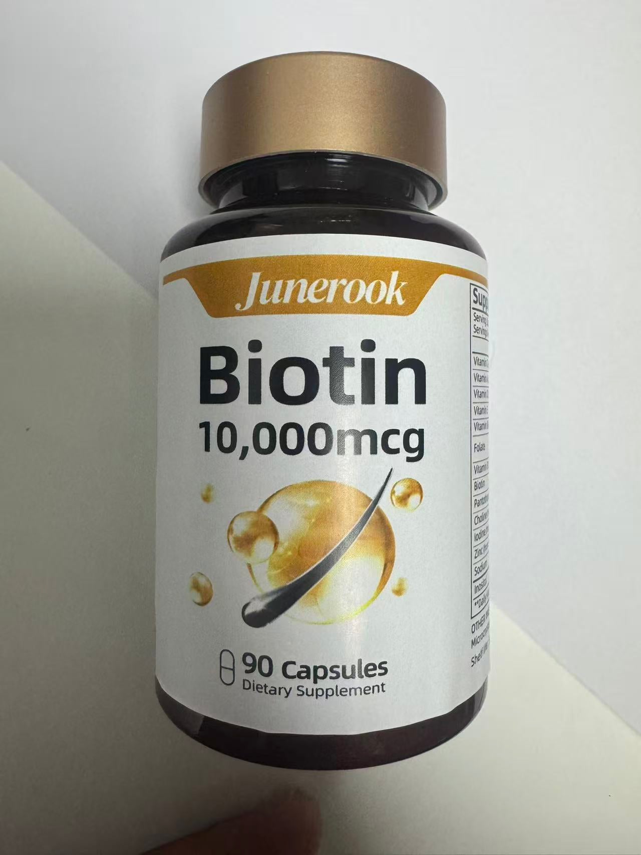 Junerook Biotin 10,000mcg Capsules | Extra Strength Biotin Supplement for Healthy Hair, Skin & Nail Support, 90 Capsules