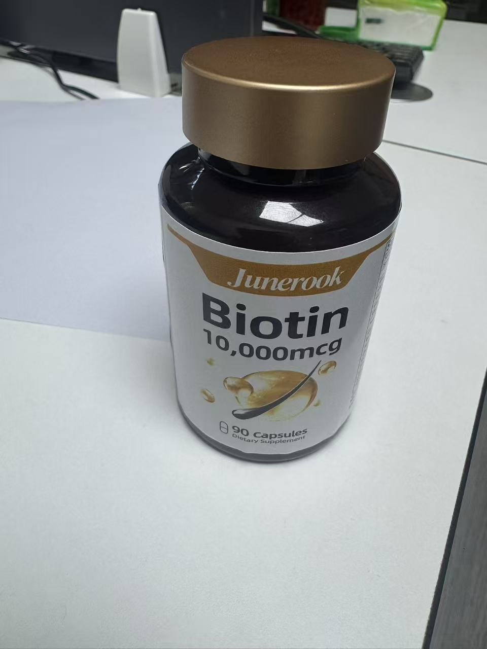 Junerook Biotin 10,000mcg Capsules | Extra Strength Biotin Supplement for Healthy Hair, Skin & Nail Support, 90 Capsules